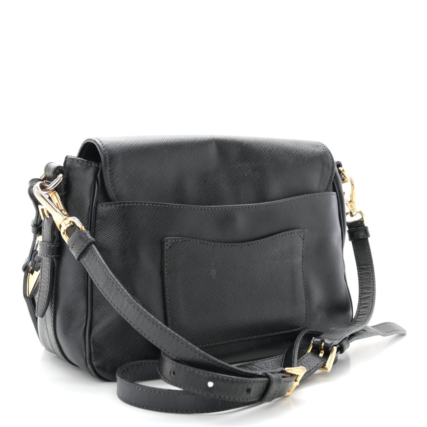 Saffiano Flap Shoulder Bag Black