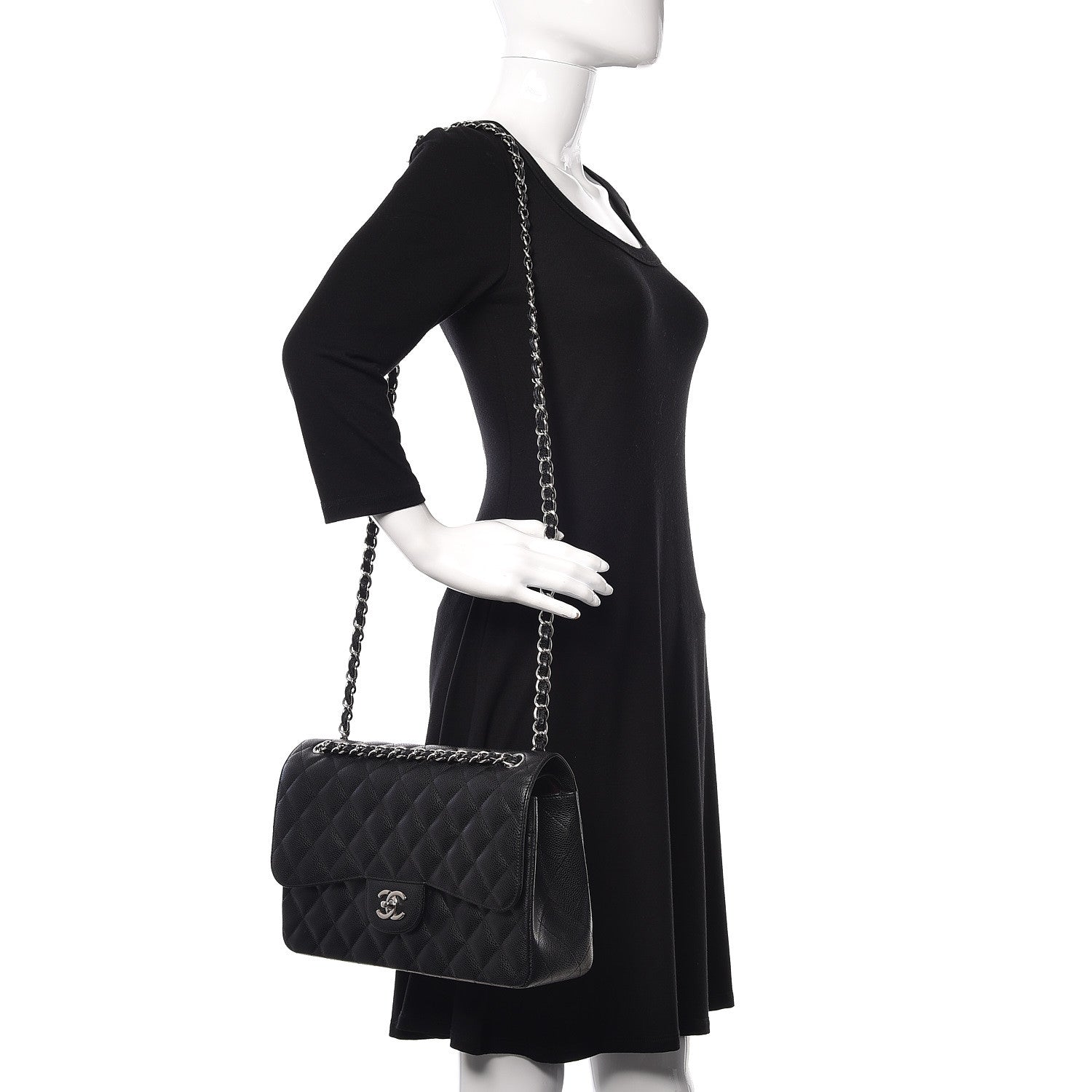 Chanel Caviar Quilted Jumbo Double Flap Black 2 of 15