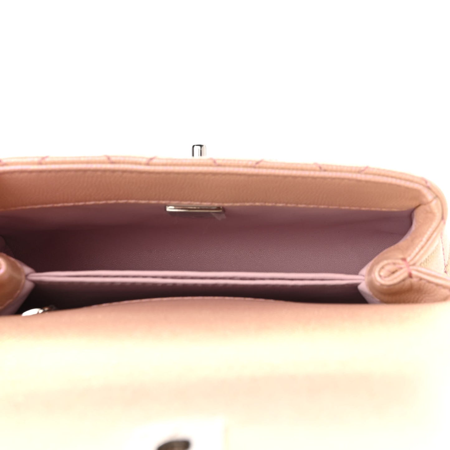 Iridescent Caviar Quilted Extra Mini Coco Handle Flap Light Pink