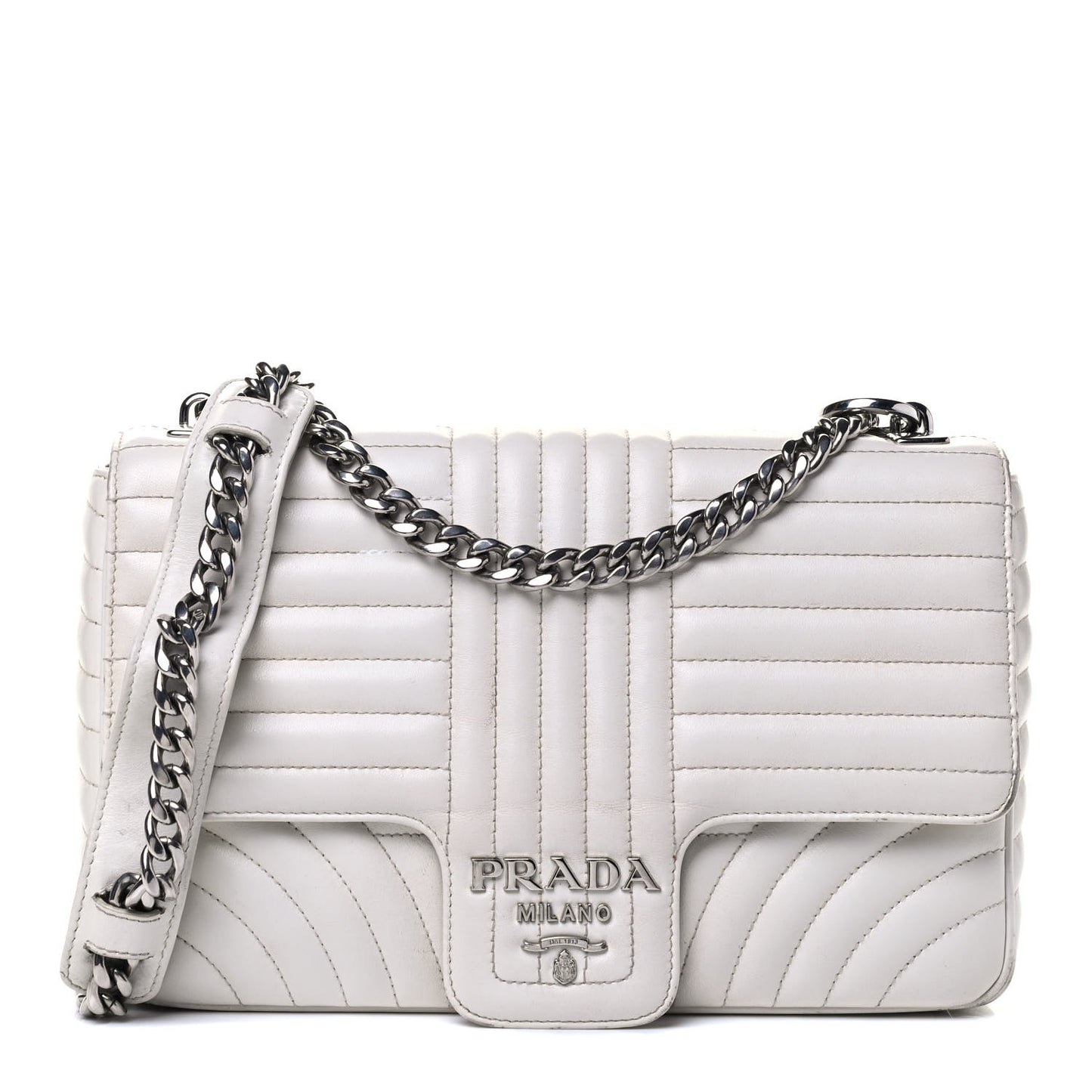 Soft Calf Large Diagramme Flap Bianco