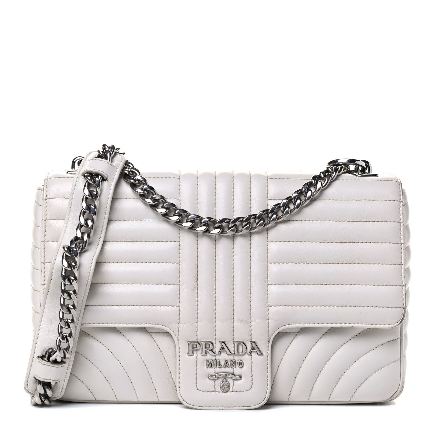 Prada Soft Calf Large Diagramme Flap Bianco 1 of 7
