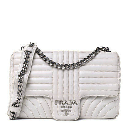 Prada Soft Calf Large Diagramme Flap Bianco 1 of 7