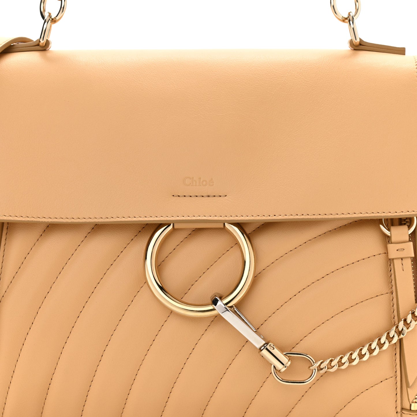 Smooth Calfskin Quilted Medium Faye Day Shoulder Bag Bleached Brown