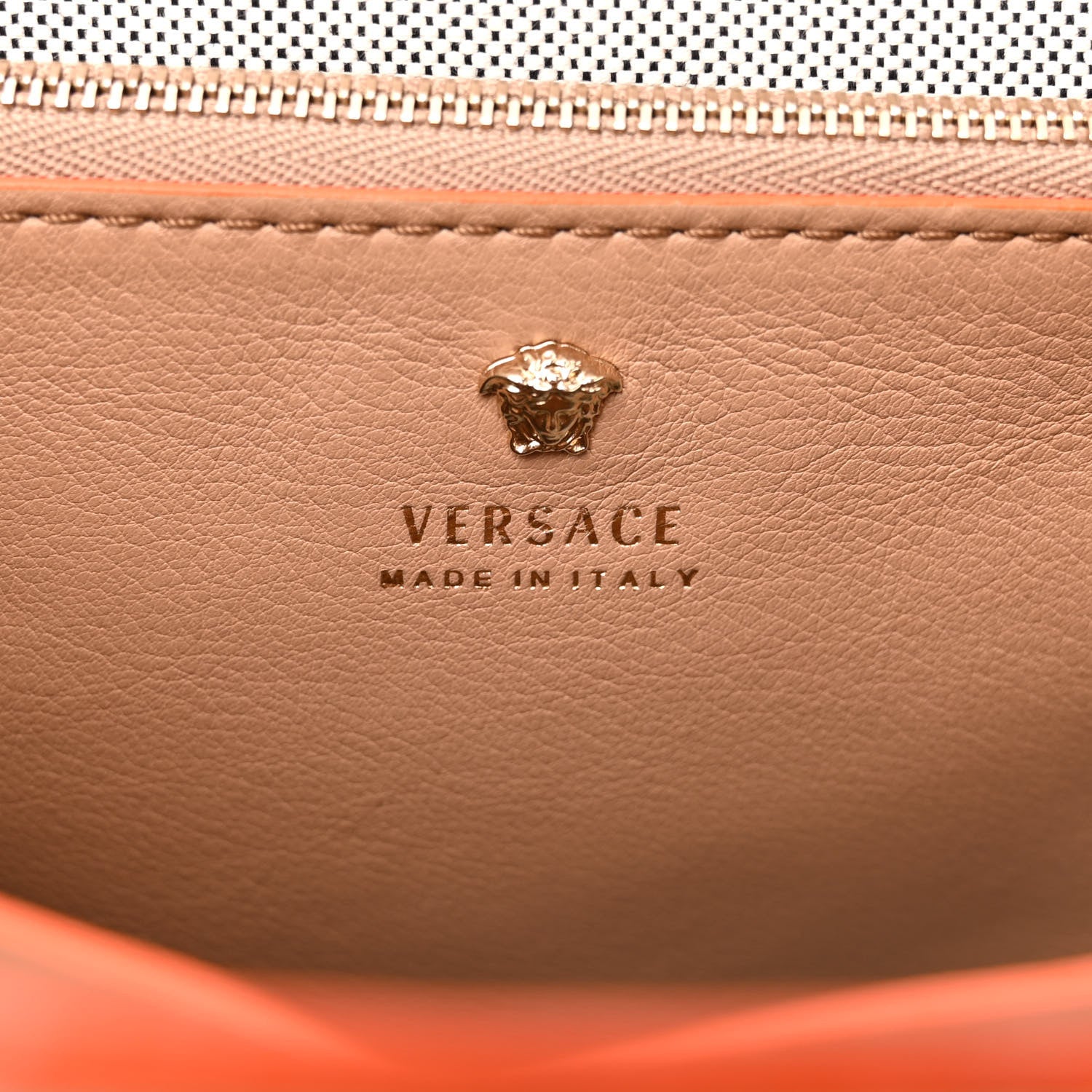 Versace Calfskin Medium Palazzo Empire Bag Beige Blue Orange 6 of 15