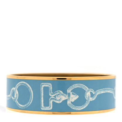 Hermes Enamel Printed Inventaire Poetique Pour Un Conte Sellier Wide Bracelet 70 Crepuscule Bleu 3 of 5