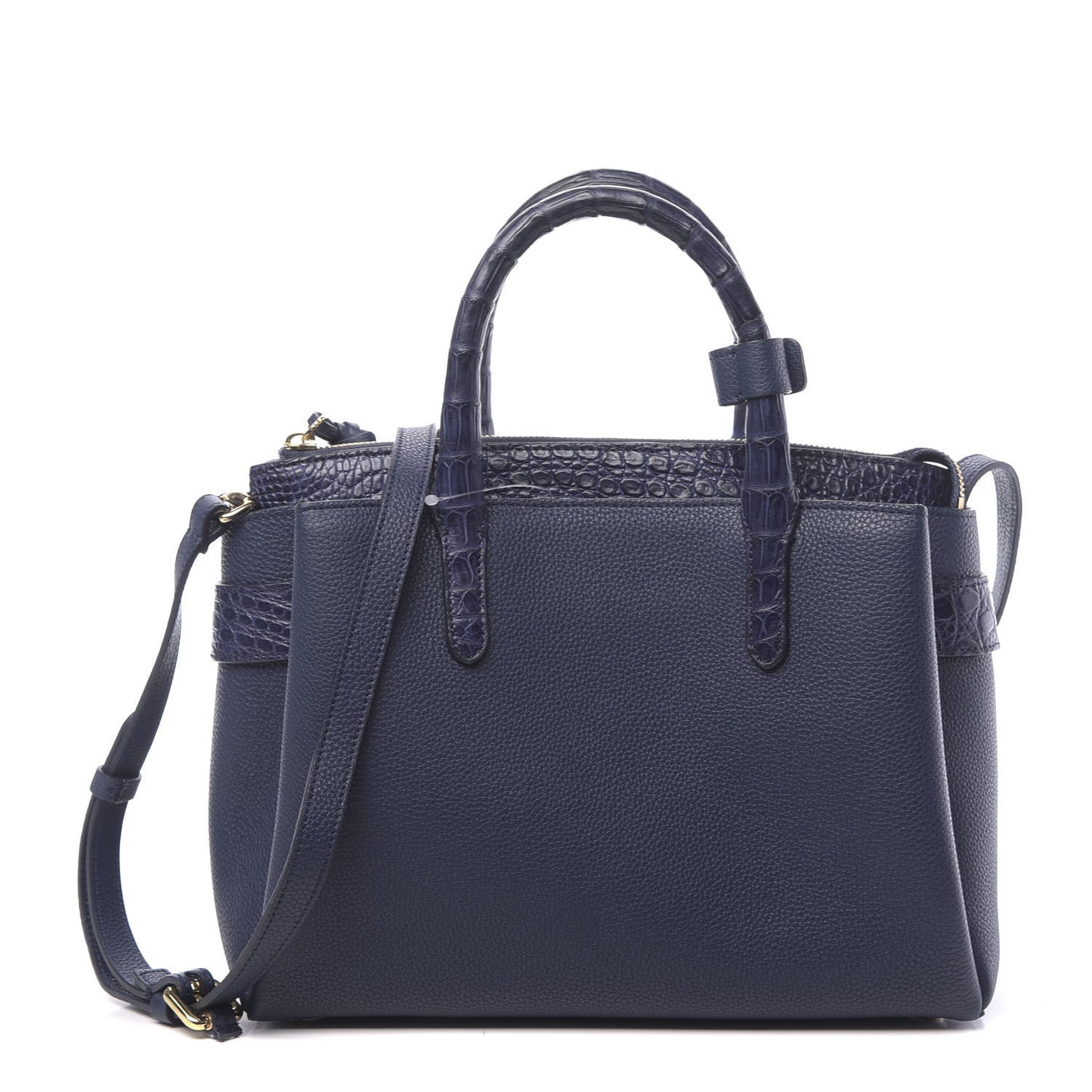 Calfskin Crocodile Cristie Satchel Navy