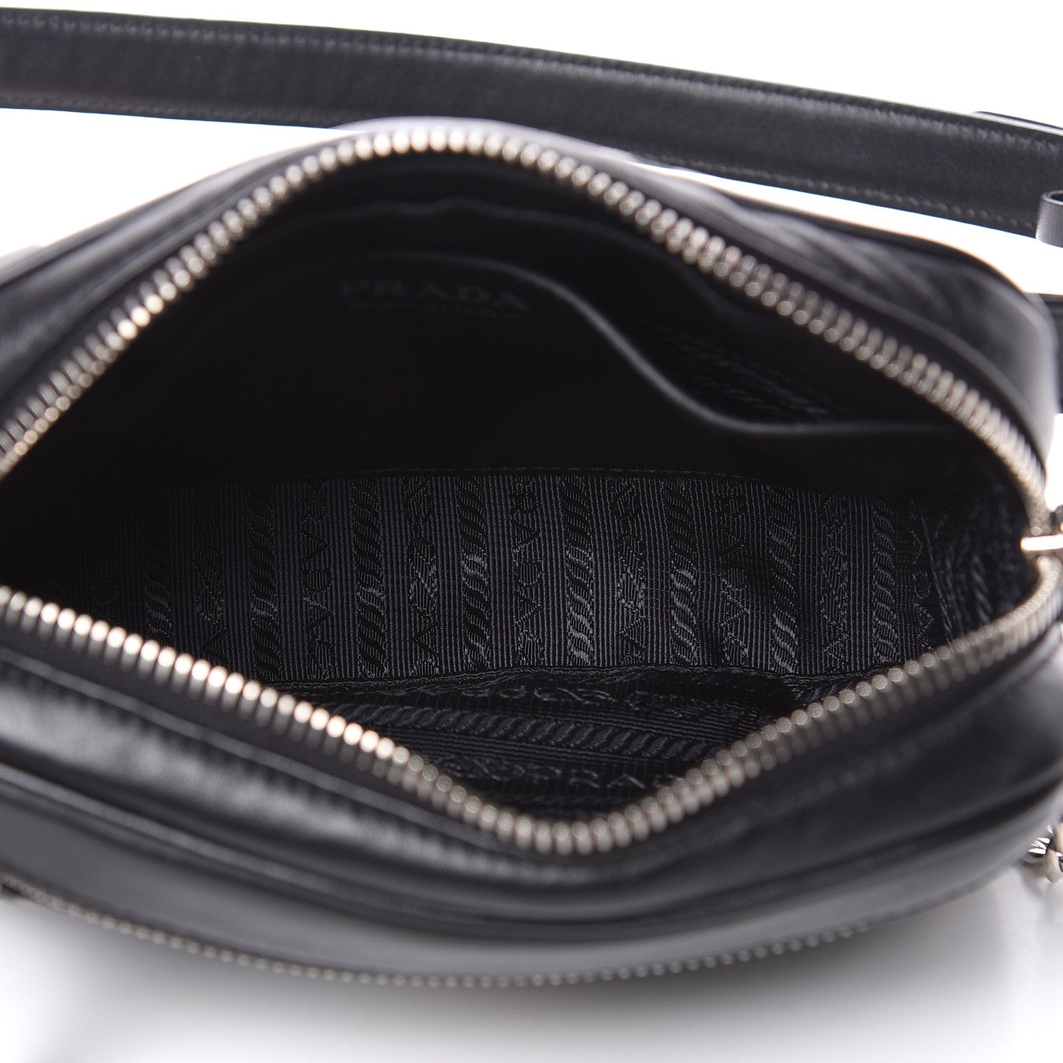 Prada Soft Calfskin Impunture Diagramme Belt Bag Black 6 of 9