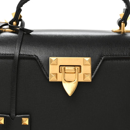 Valentino Garavani Grainy Calfskin Small Rockstud Alcove Top-Handle Flap Bag Black 7 of 10
