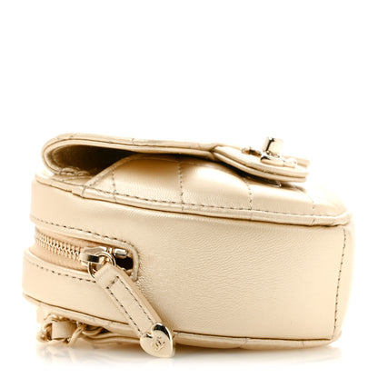 Chanel Metallic Lambskin Quilted CC In Love Heart Waist Belt Bag With Chain Gold 9 of 13