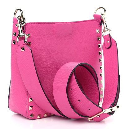 Valentino Garavani Pebbled Calfskin Mini Rockstud Flip-Lock Messenger Bag Pink Orchid 3 of 10