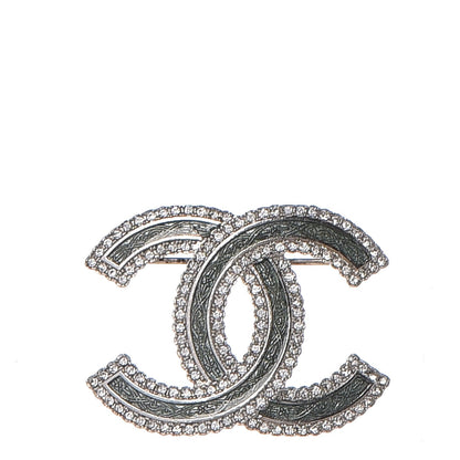 Chanel Crystal Glass CC Brooch Silver 1 of 4