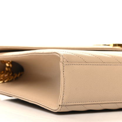 Saint Laurent Grain De Poudre Matelasse Chevron Large Monogram Satchel Nude Powder 8 of 10