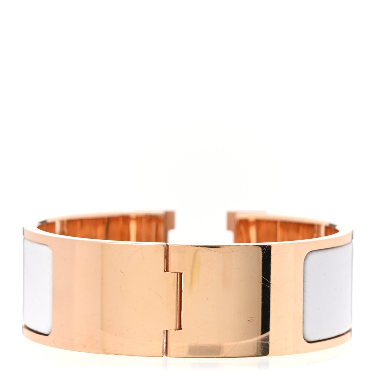 Enamel Wide Clic Clac H Bracelet GM White