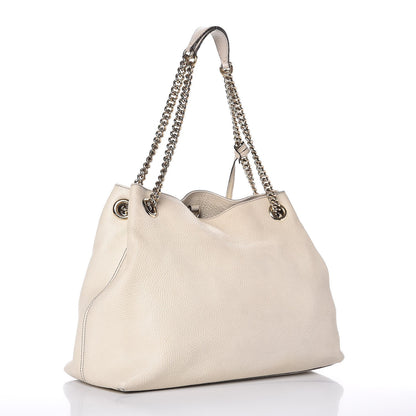 Gucci Pebbled Calfskin Medium Soho Chain Shoulder Bag Off White 3 of 16