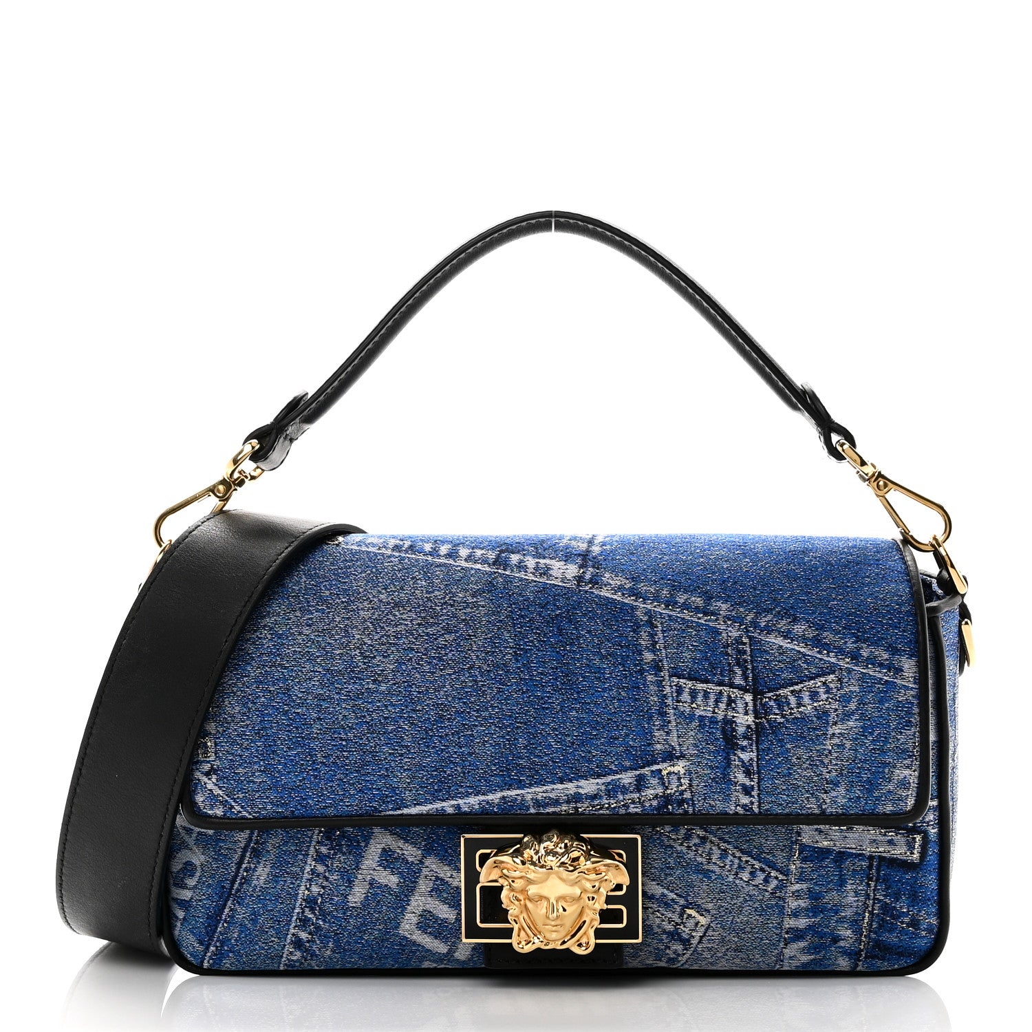 Fendi X VERSACE Denim Fendace Patchwork Baguette Blue 1 of 9