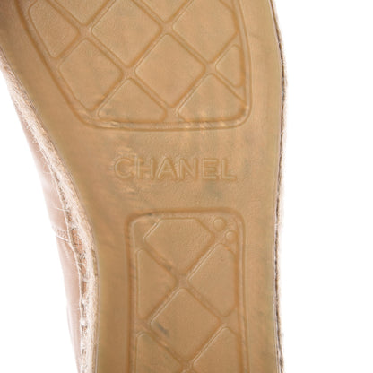 Chanel Lambskin CC Espadrilles 39 Beige Black 7 of 12