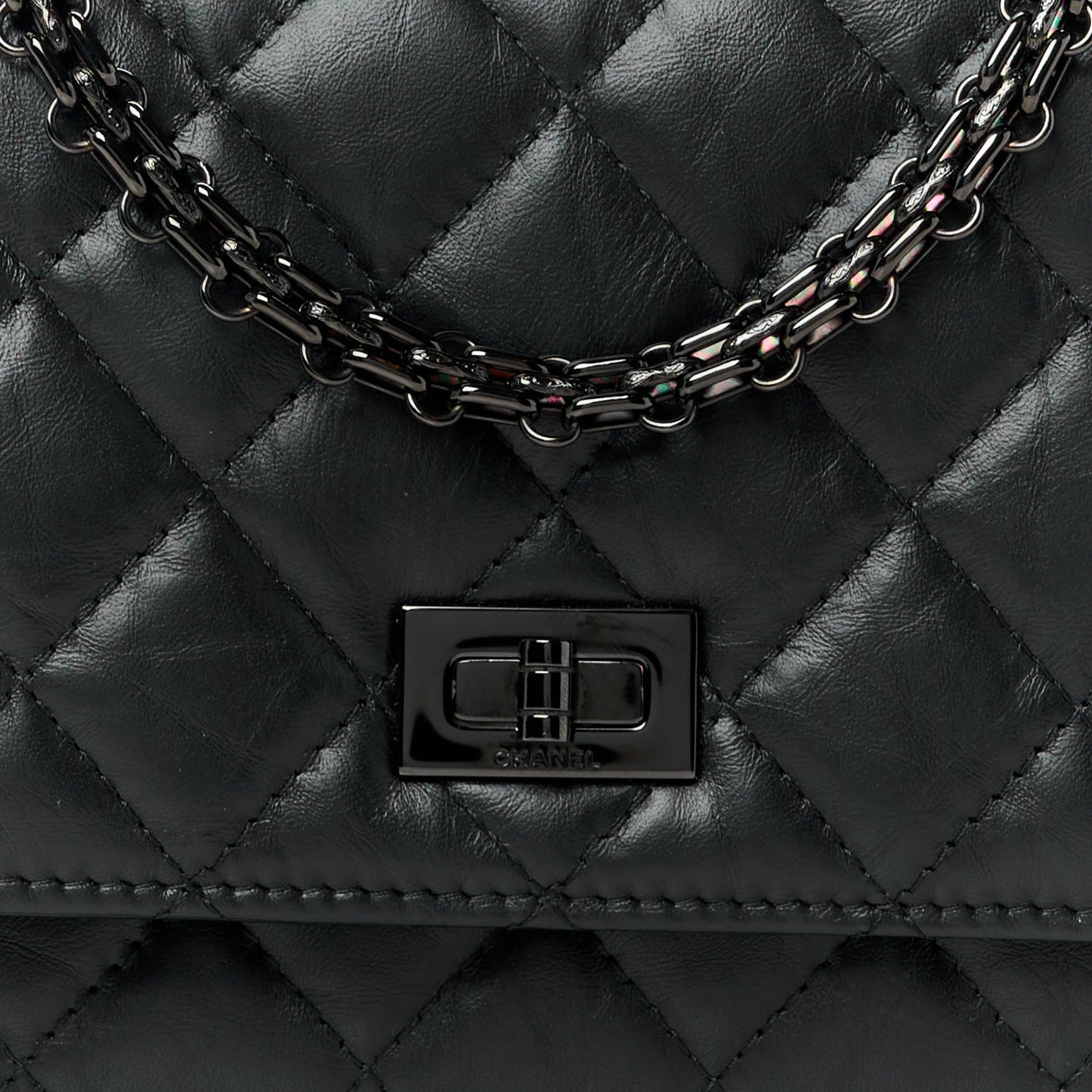 Aged Calfskin Quilted Reissue Wallet On Chain WOC So Black