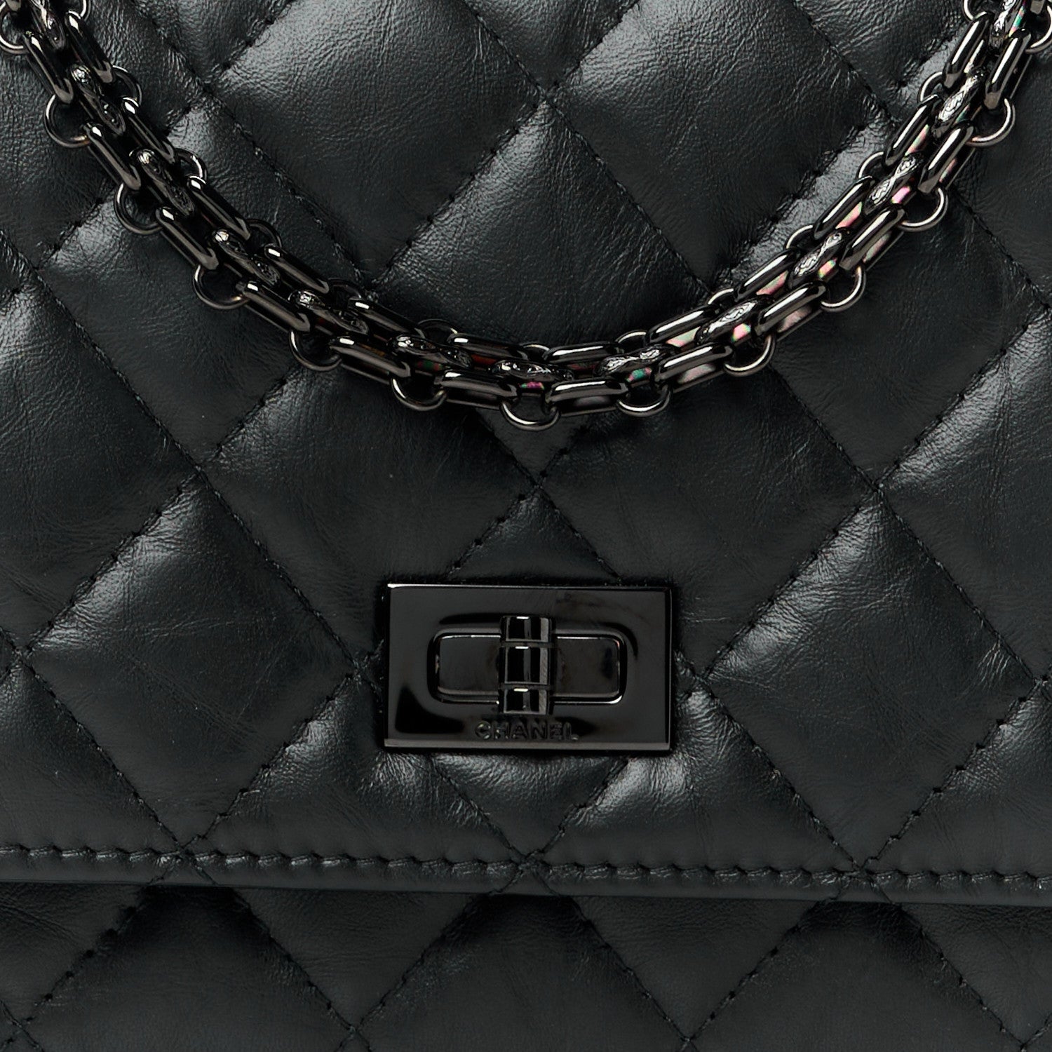 Chanel Aged Calfskin Quilted Reissue Wallet On Chain WOC So Black 9 of 13
