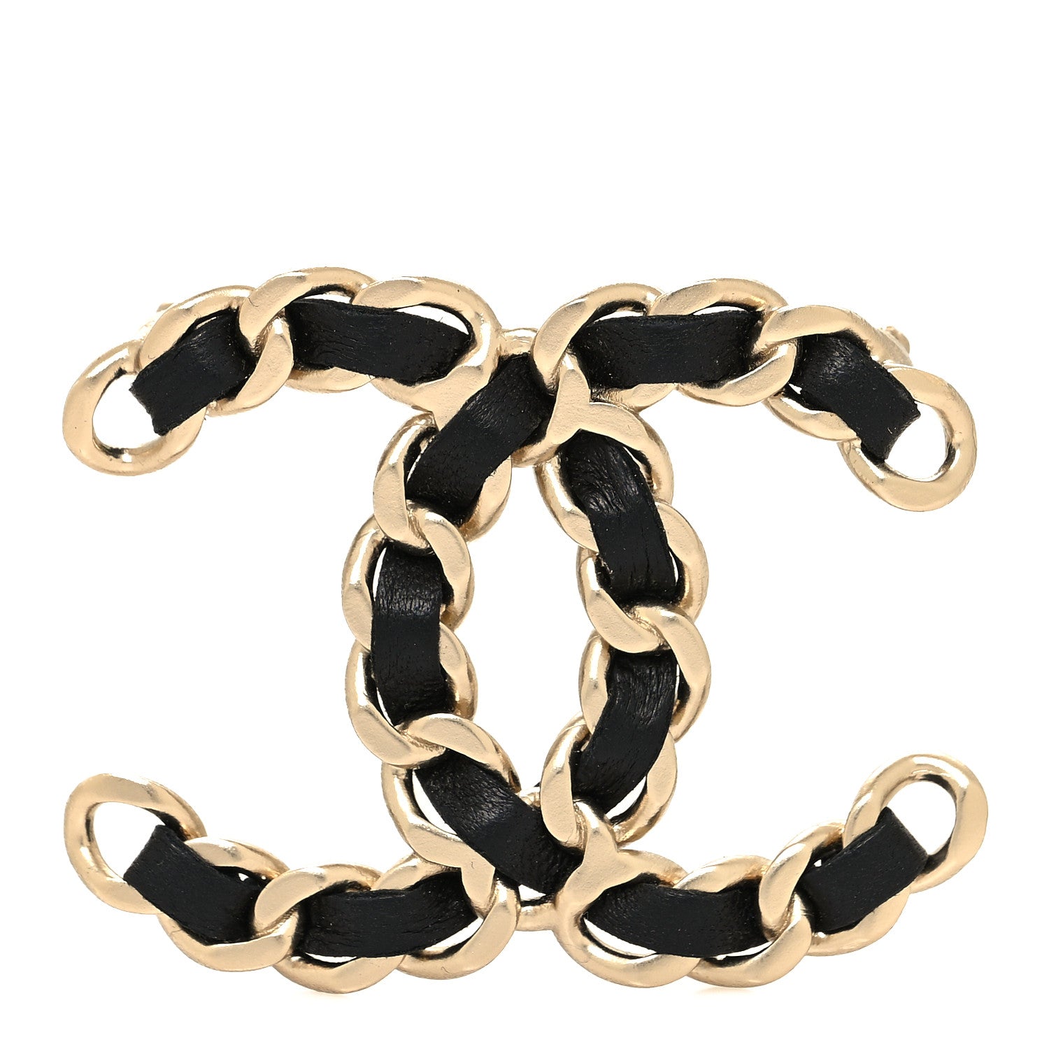 Chanel Lambskin Chain CC Brooch Black Gold 1 of 3