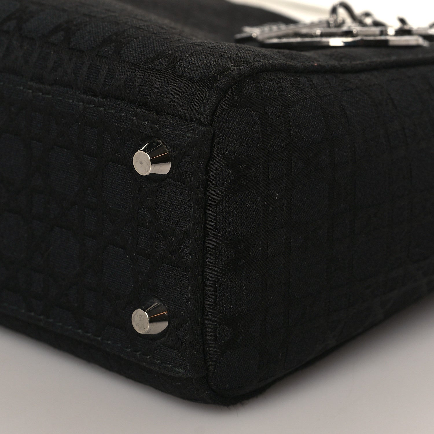 Christian Dior Canvas Swarovski Crystal Cannage Mini Lady Dior Black 8 of 9