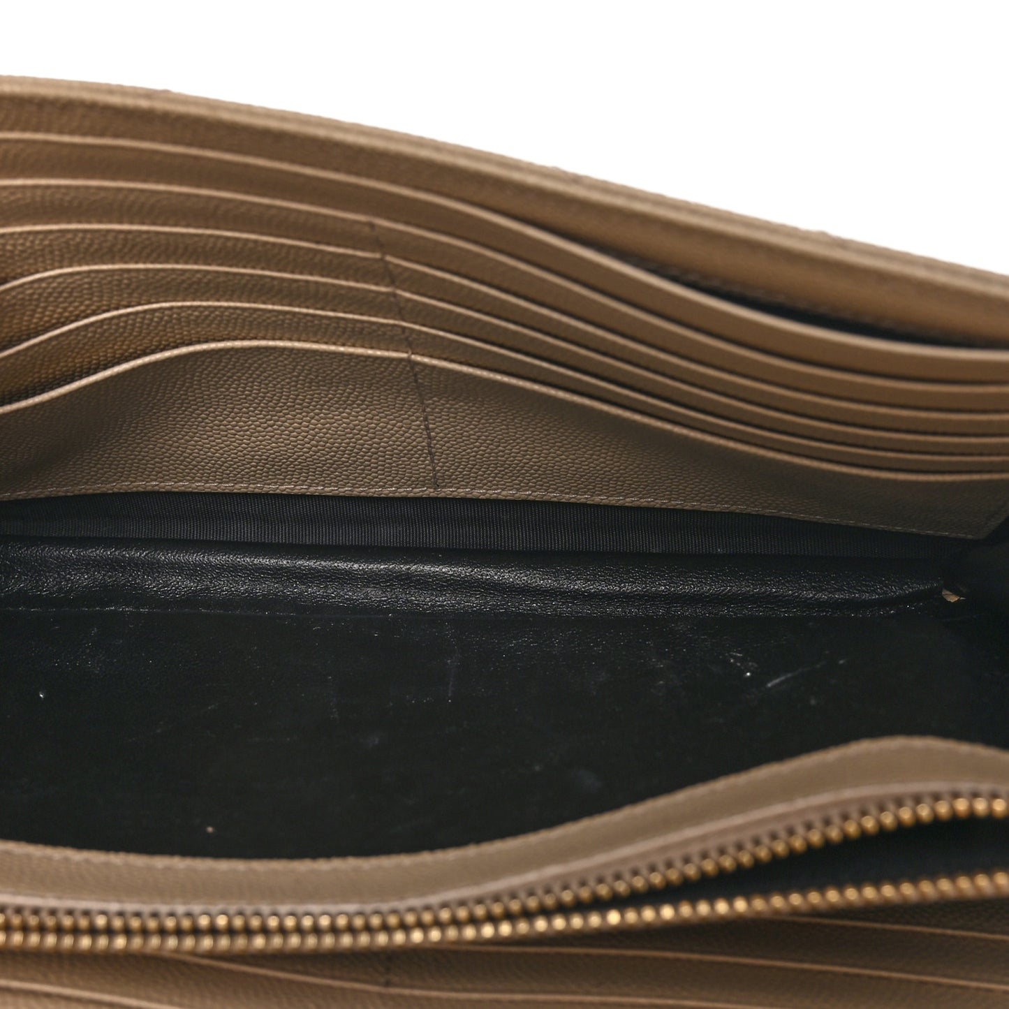 Grain De Poudre Matelasse Chevron Monogram Chain Wallet Dark Latte