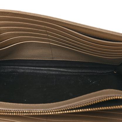 Saint Laurent Grain De Poudre Matelasse Chevron Monogram Chain Wallet Dark Latte 6 of 13