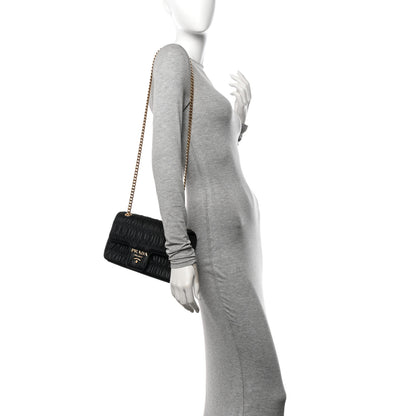 Prada Nappa Gaufre Medium Chain Flap Shoulder Bag Black 3 of 10