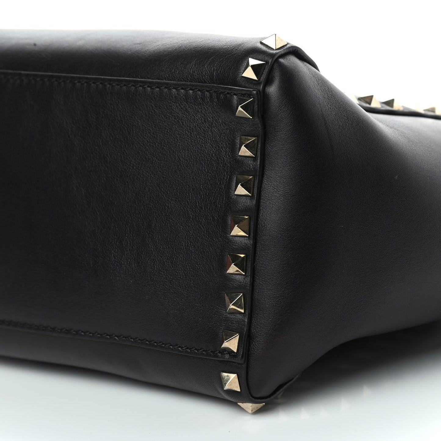Vitello Rockstud Double Handle Tote Black