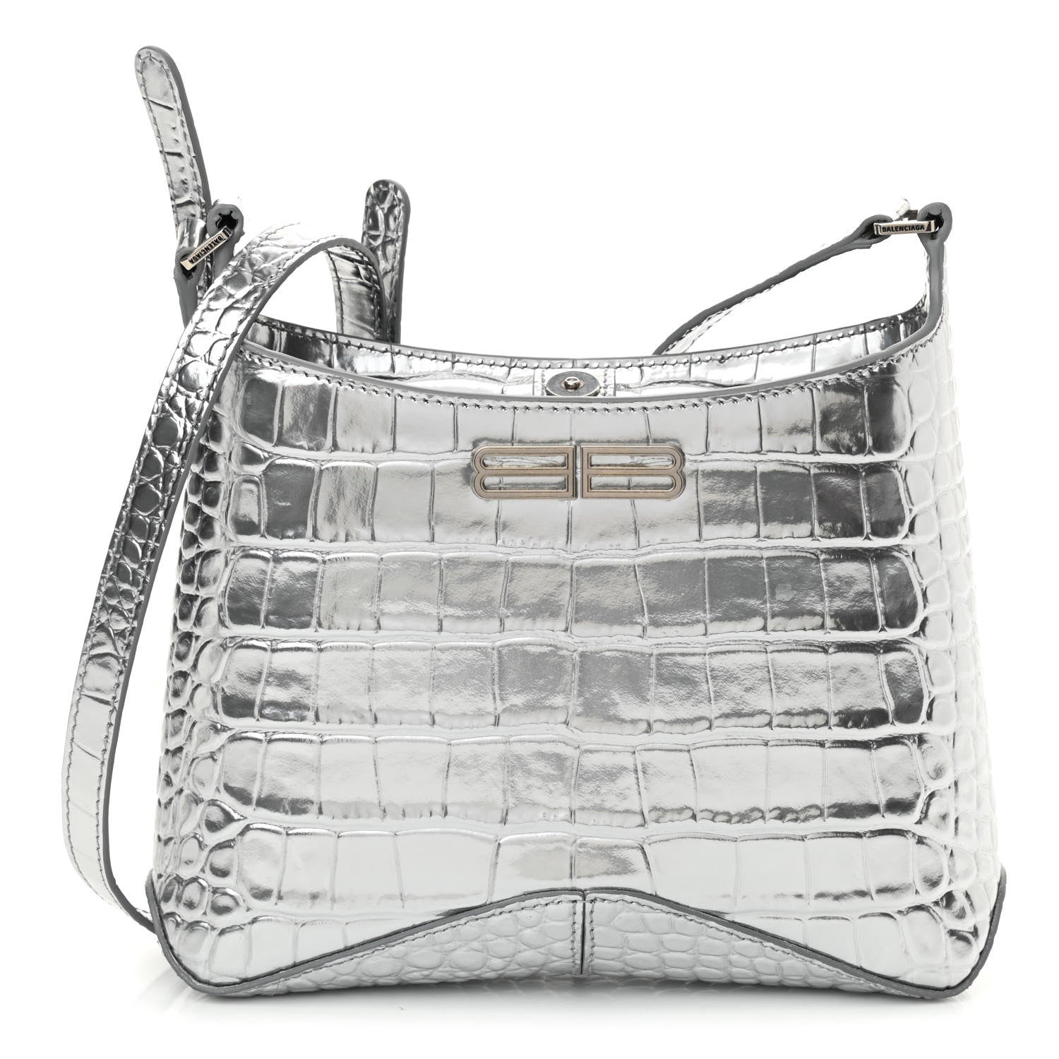 Balenciaga Metallic Super Supple Calfskin Crocodile Embossed Small XX Bag Silver 1 of 9