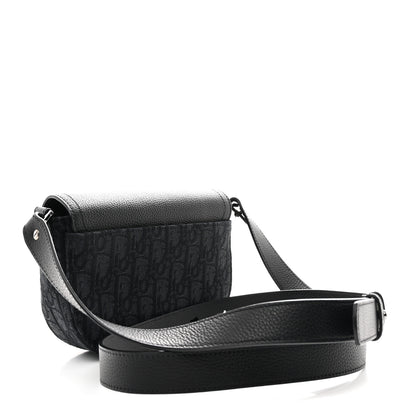 Christian Dior Oblique Jacquard Grained Calfskin Mini Saddle Messenger Bag With Flap Black 3 of 11