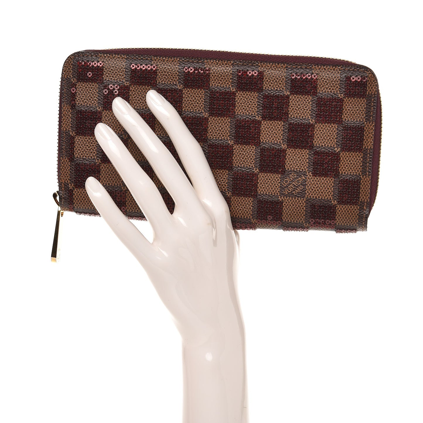Damier Paillettes Zippy Wallet Red
