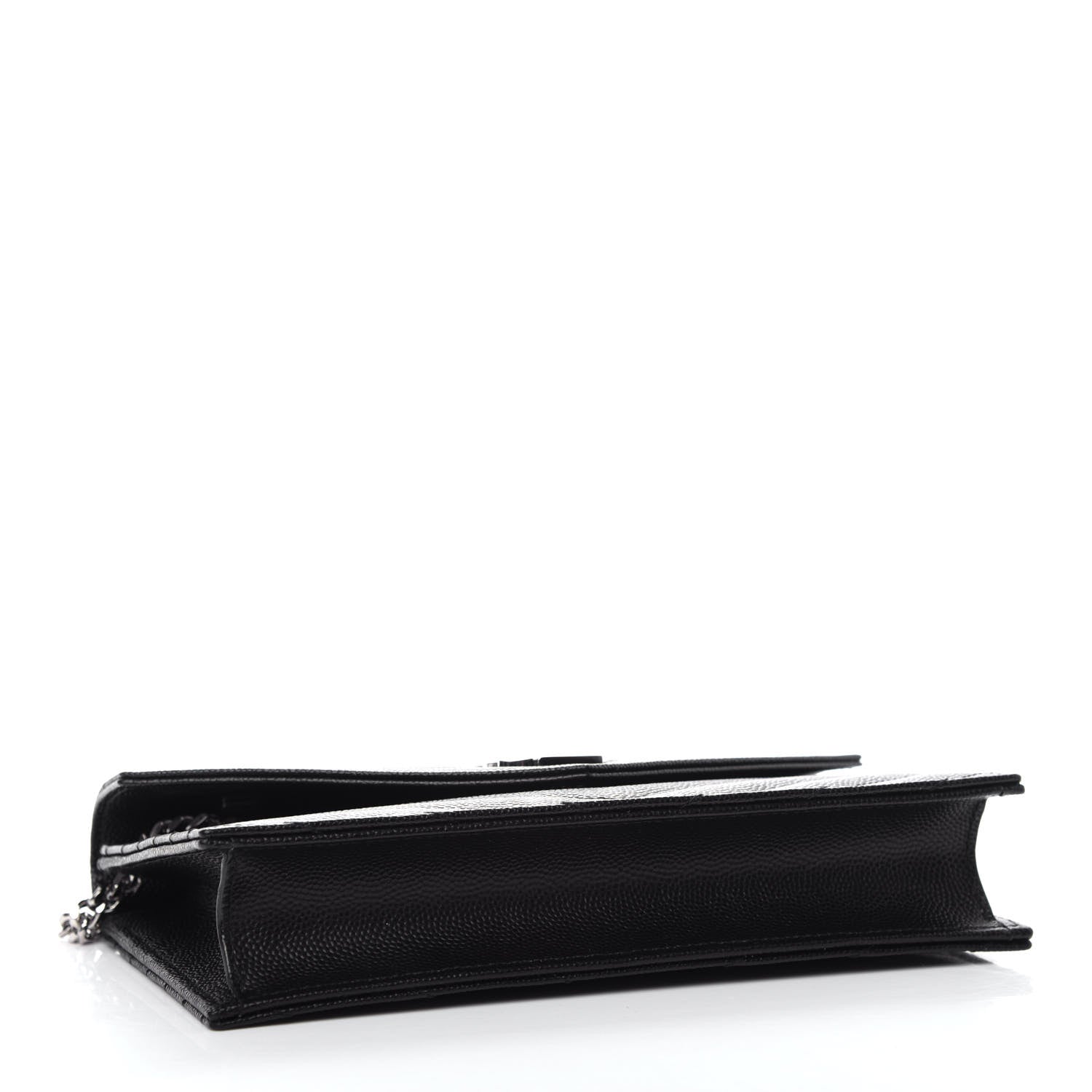 Saint Laurent Grain De Poudre Matelasse Chevron Monogram Envelope Chain Wallet Black 4 of 10