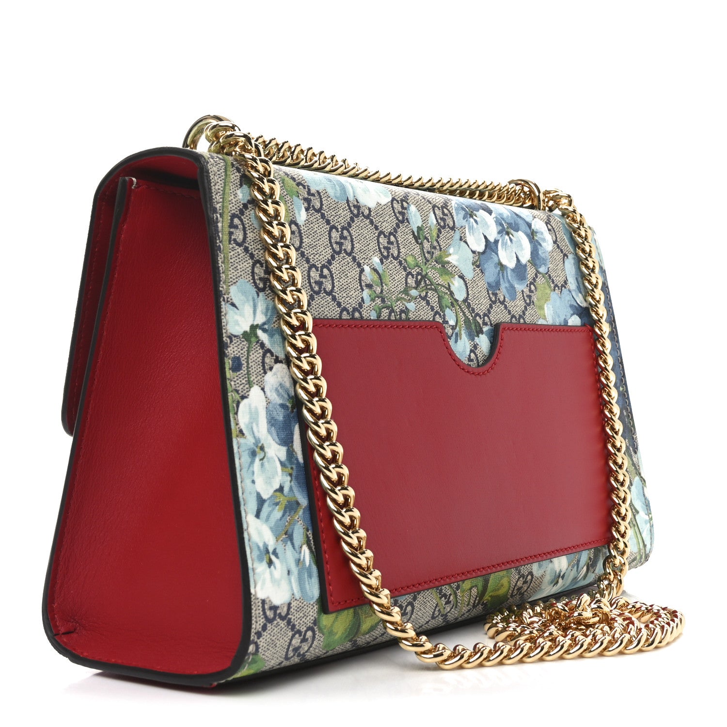 Gucci GG Supreme Monogram Blooms Medium Padlock Shoulder Bag Beige Blue Navy Hibiscus Red 3 of 11