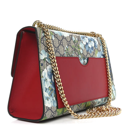 Gucci GG Supreme Monogram Blooms Medium Padlock Shoulder Bag Beige Blue Navy Hibiscus Red 3 of 11