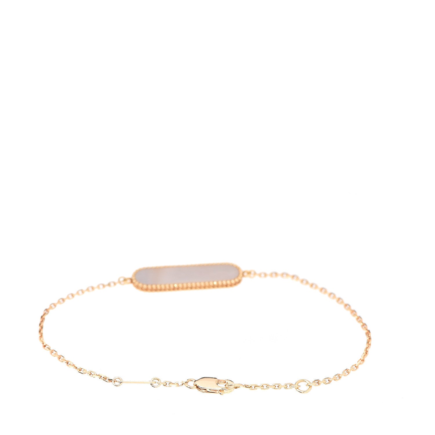 Van Cleef & Arpels 18K Yellow Gold Mother of Pearl Alhambra ID Bracelet 2 of 3
