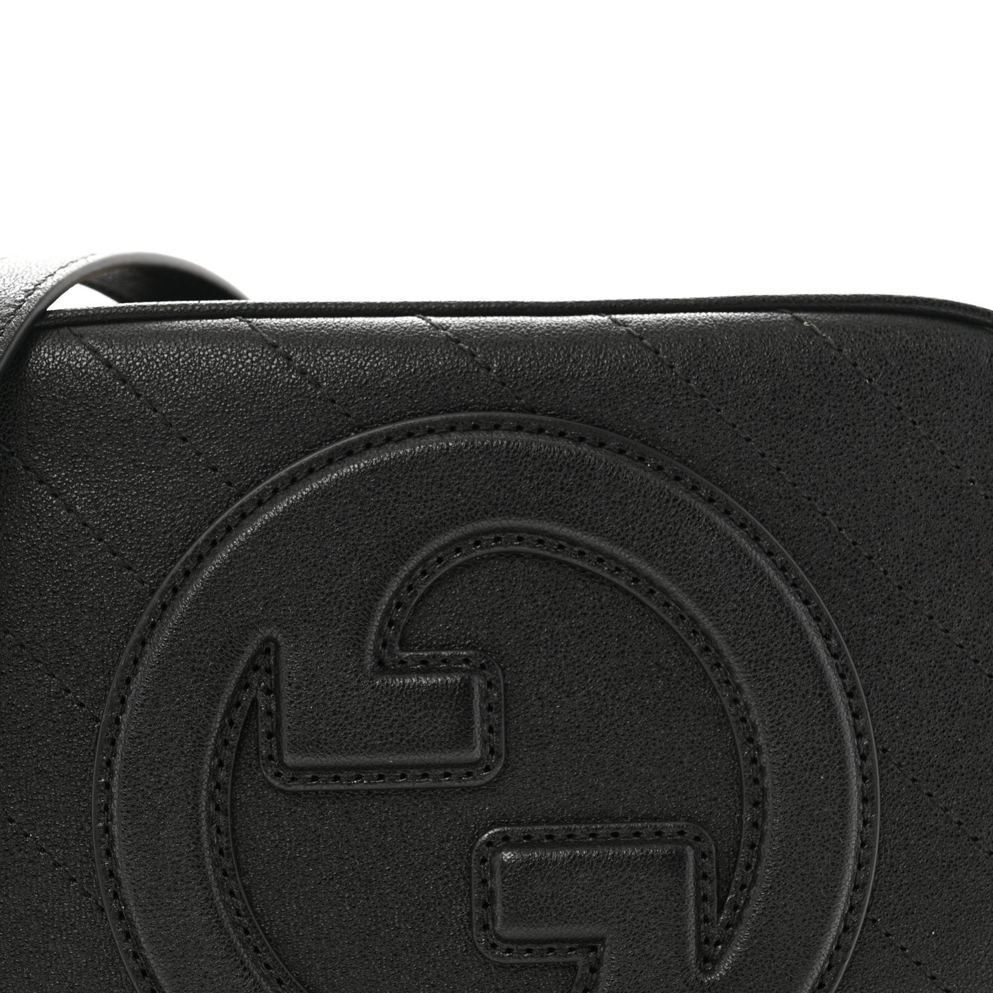 Sakai Be Green Calfskin Diagonal Stitched Small Blondie Shoulder Bag Black