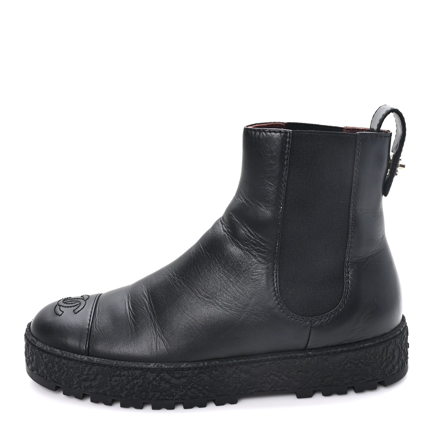 Calfskin Cap Toe CC Ankle Boots 39.5 Black