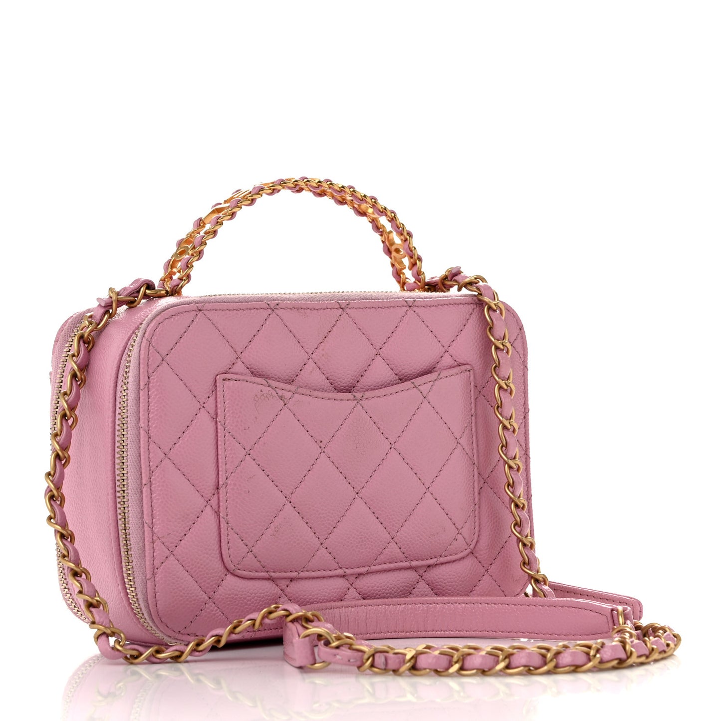 Caviar Quilted Pick Me Up Small Vanity Case Dark Pink