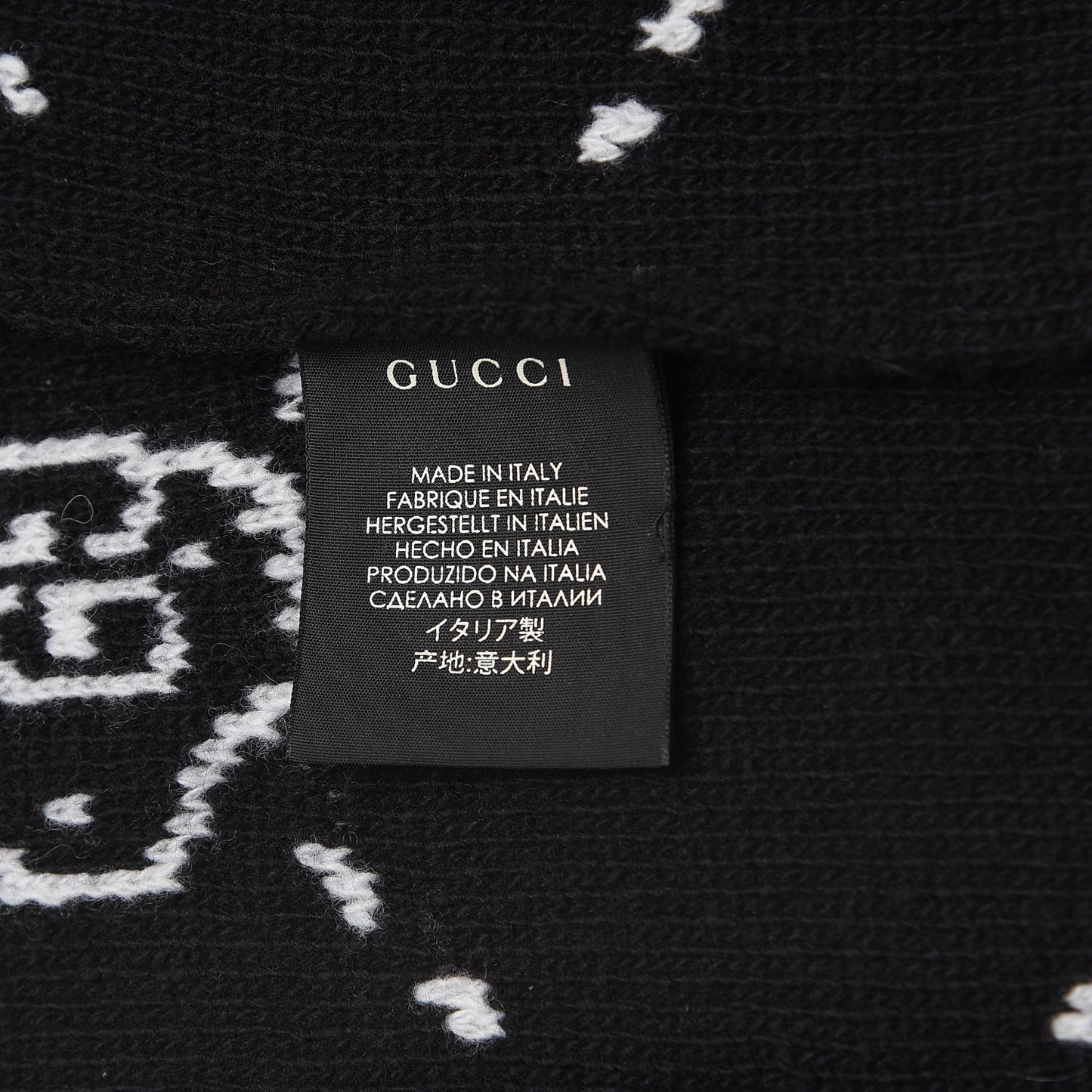 Wool Tricot GG Hamlet Scarf Black White