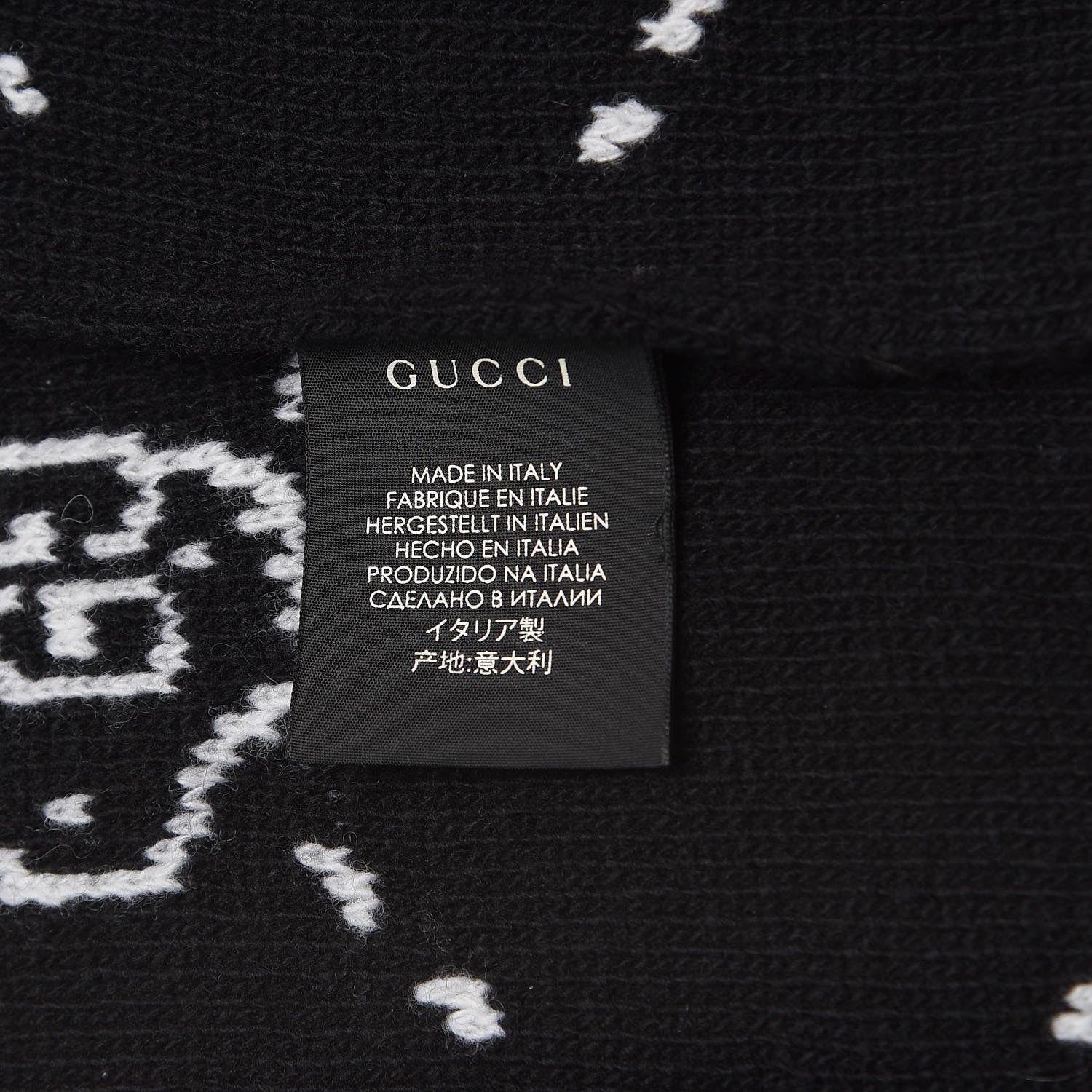 Gucci Wool Tricot GG Hamlet Scarf Black White 4 of 4