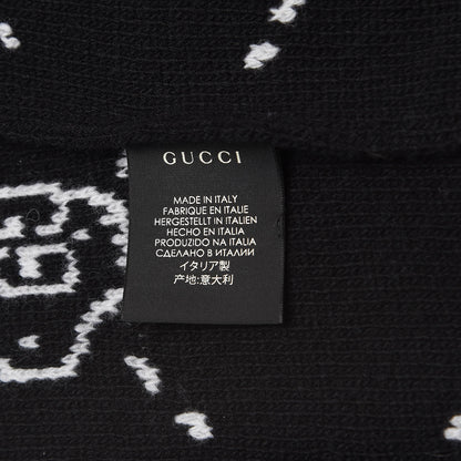 Gucci Wool Tricot GG Hamlet Scarf Black White 4 of 4