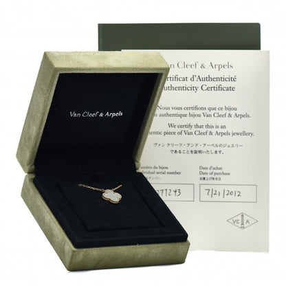 Van Cleef & Arpels 18K Yellow Gold Mother of Pearl Vintage Alhambra Pendant Necklace 5 of 5