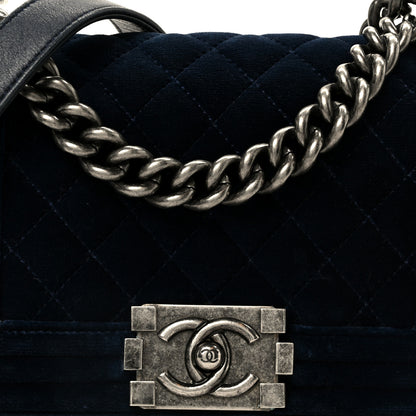Chanel Velvet Quilted Small Boy Flap Blue 8 of 10