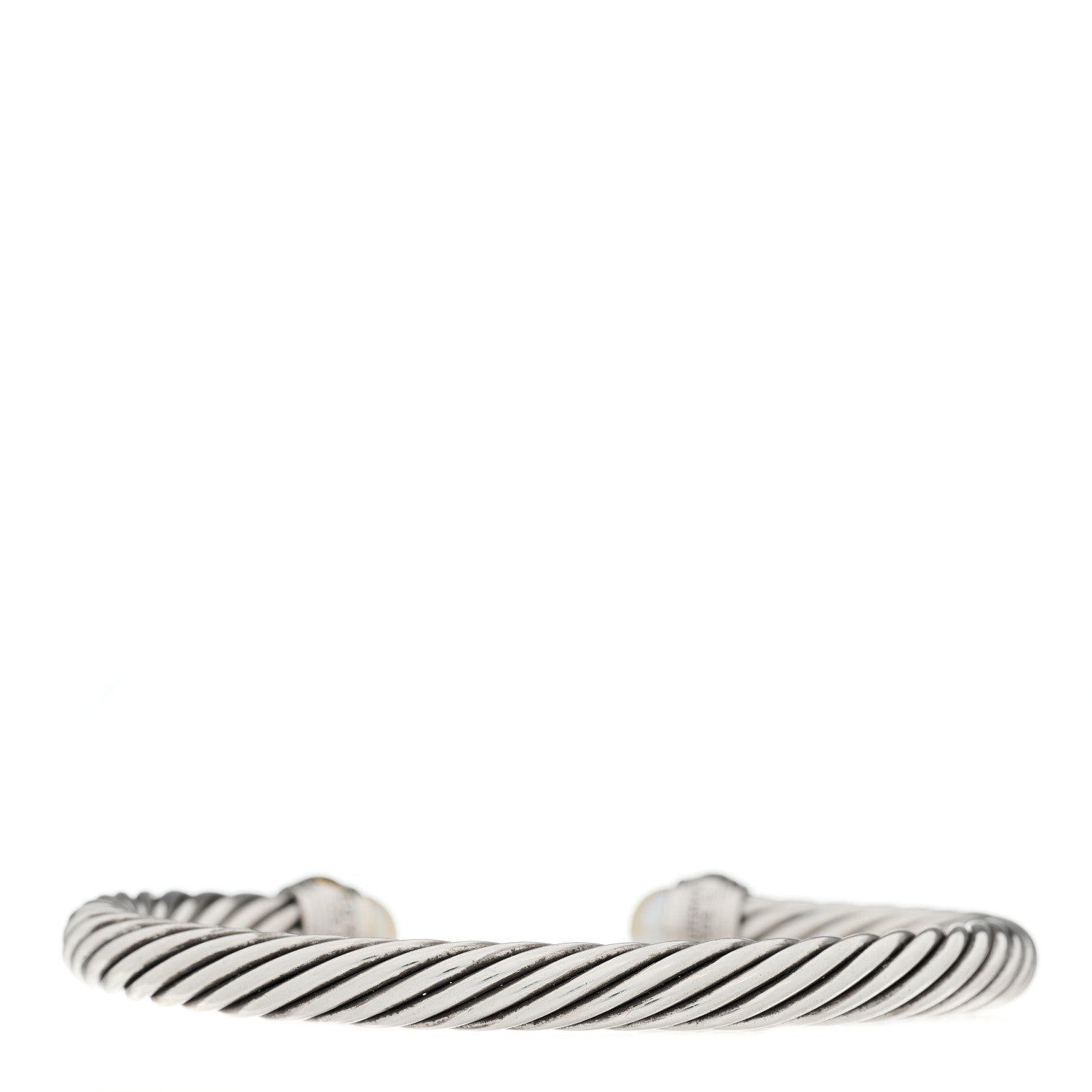 David Yurman Sterling Silver 14K Yellow Gold Pearl 7mm Cable Classics Bracelet 2 of 3