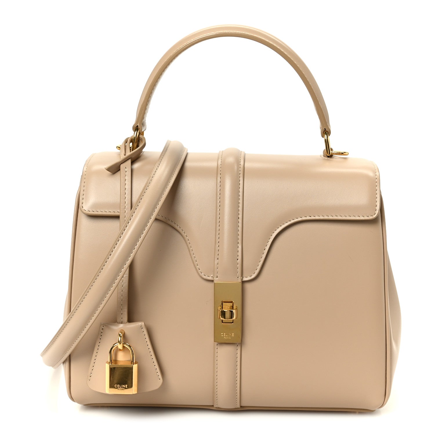 Celine Satinated Calfskin Small 16 Top Handle Bag Nude 1 of 14