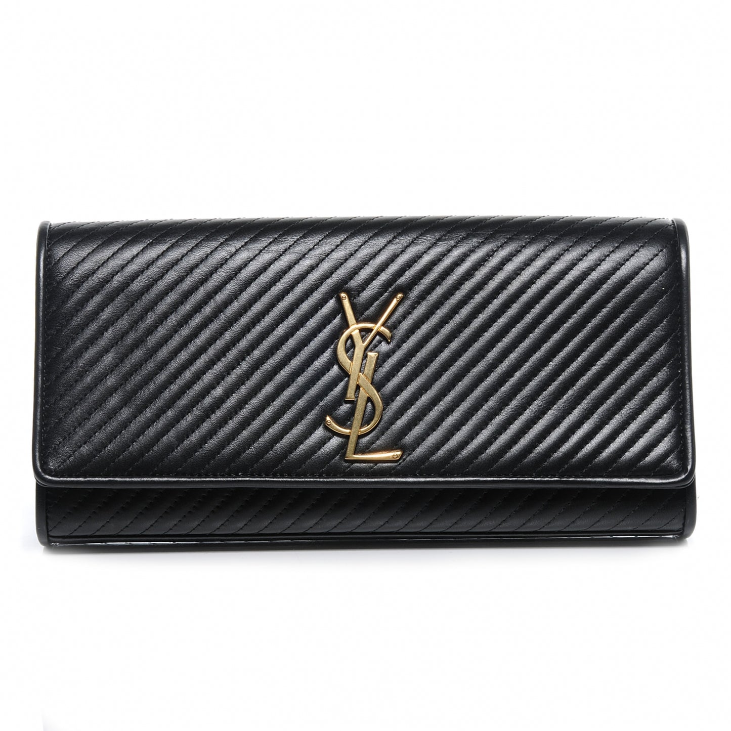 Quilted Leather Cassandre Clutch Black