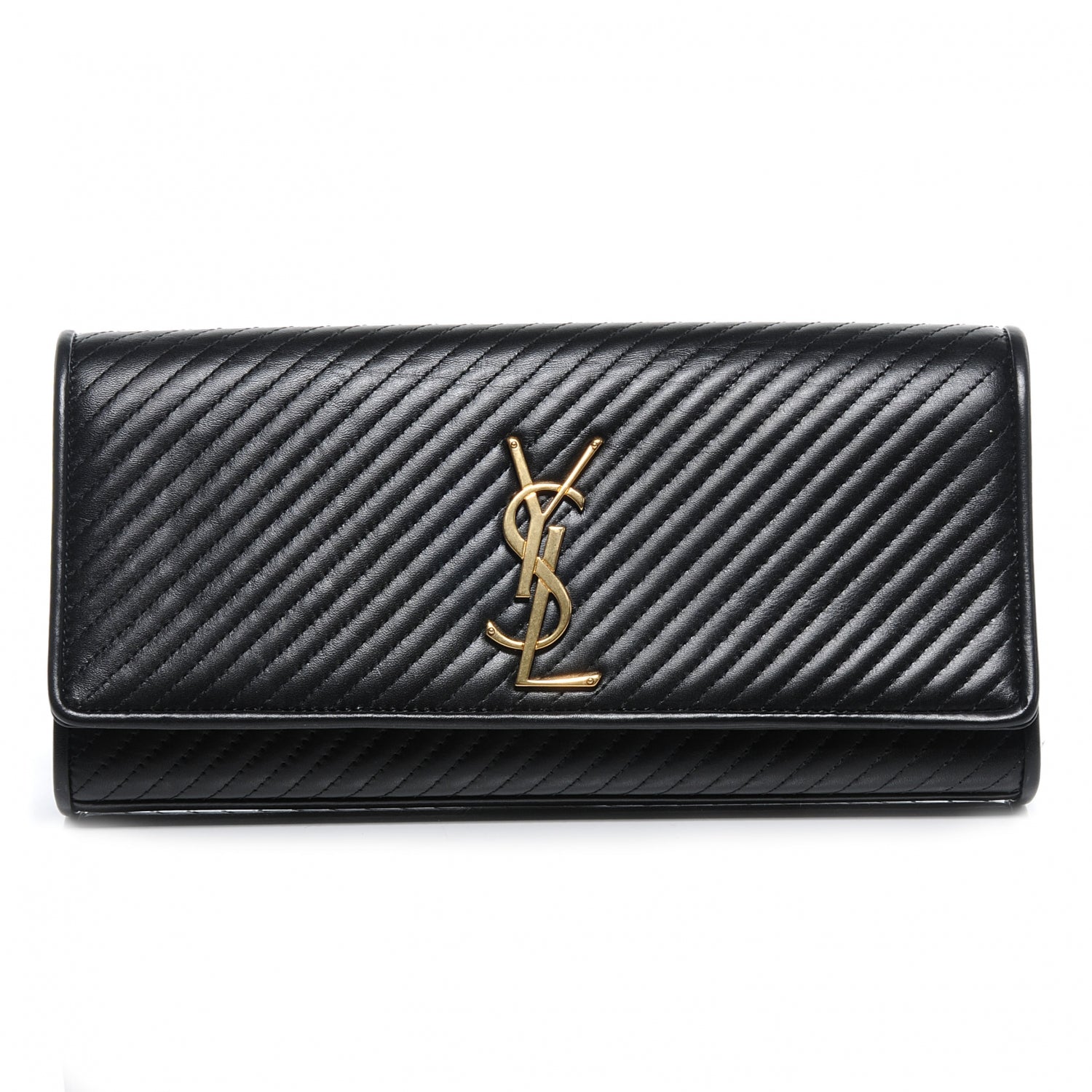 Saint Laurent Quilted Leather Cassandre Clutch Black 1 of 8