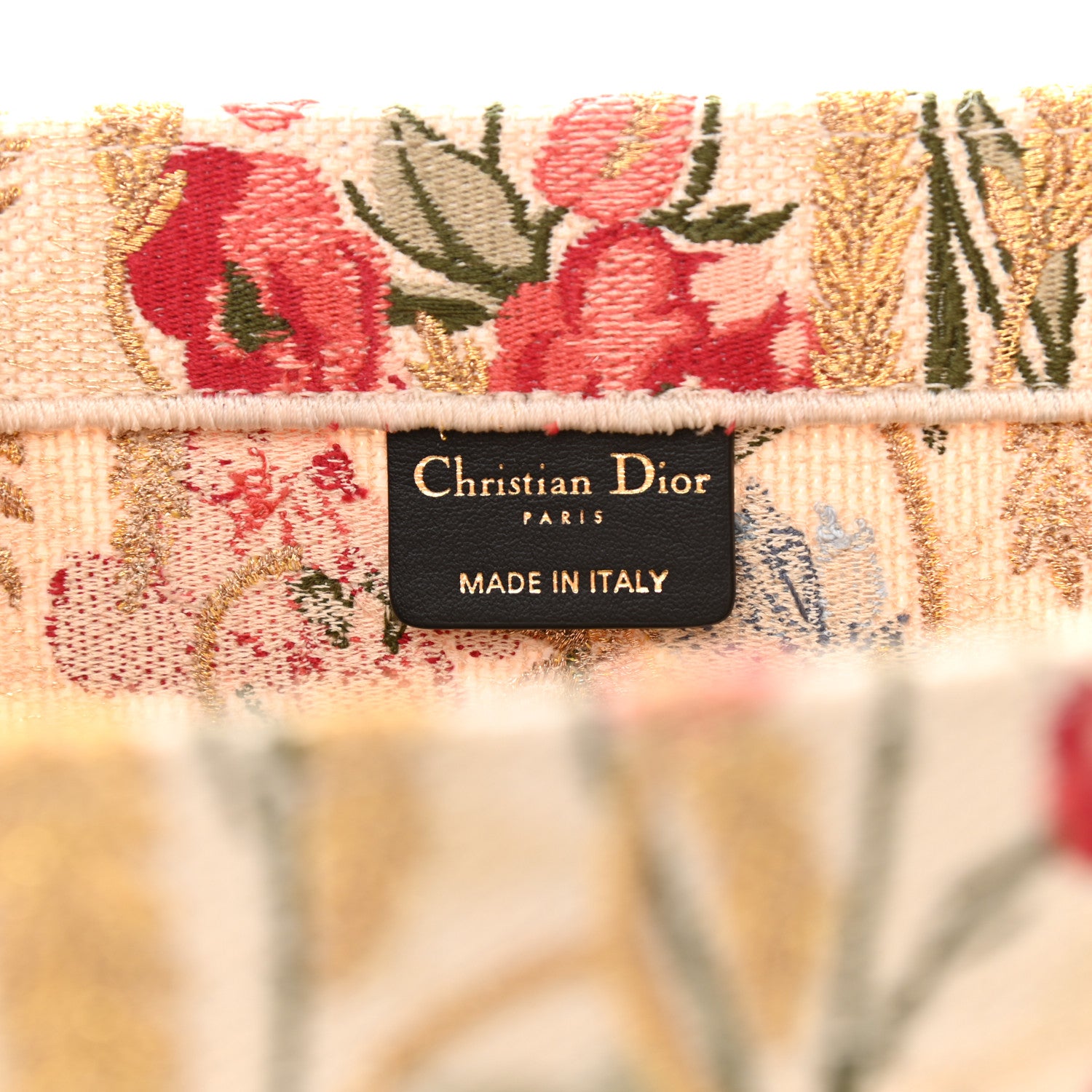 Christian Dior Canvas Embroidered Medium Hibiscus Book Tote Beige Multicolor 5 of 9