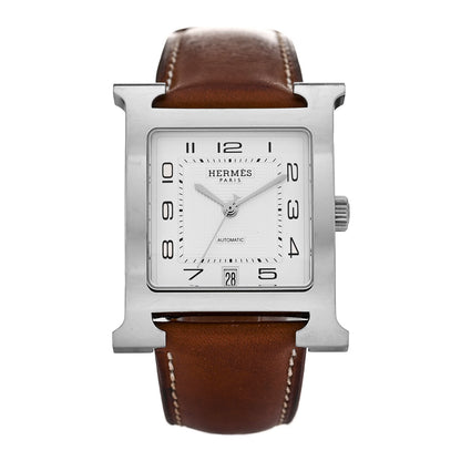 Hermes Stainless Steel Barenia 32mm Heure H Hour Automatic Watch Fauve 1 of 4