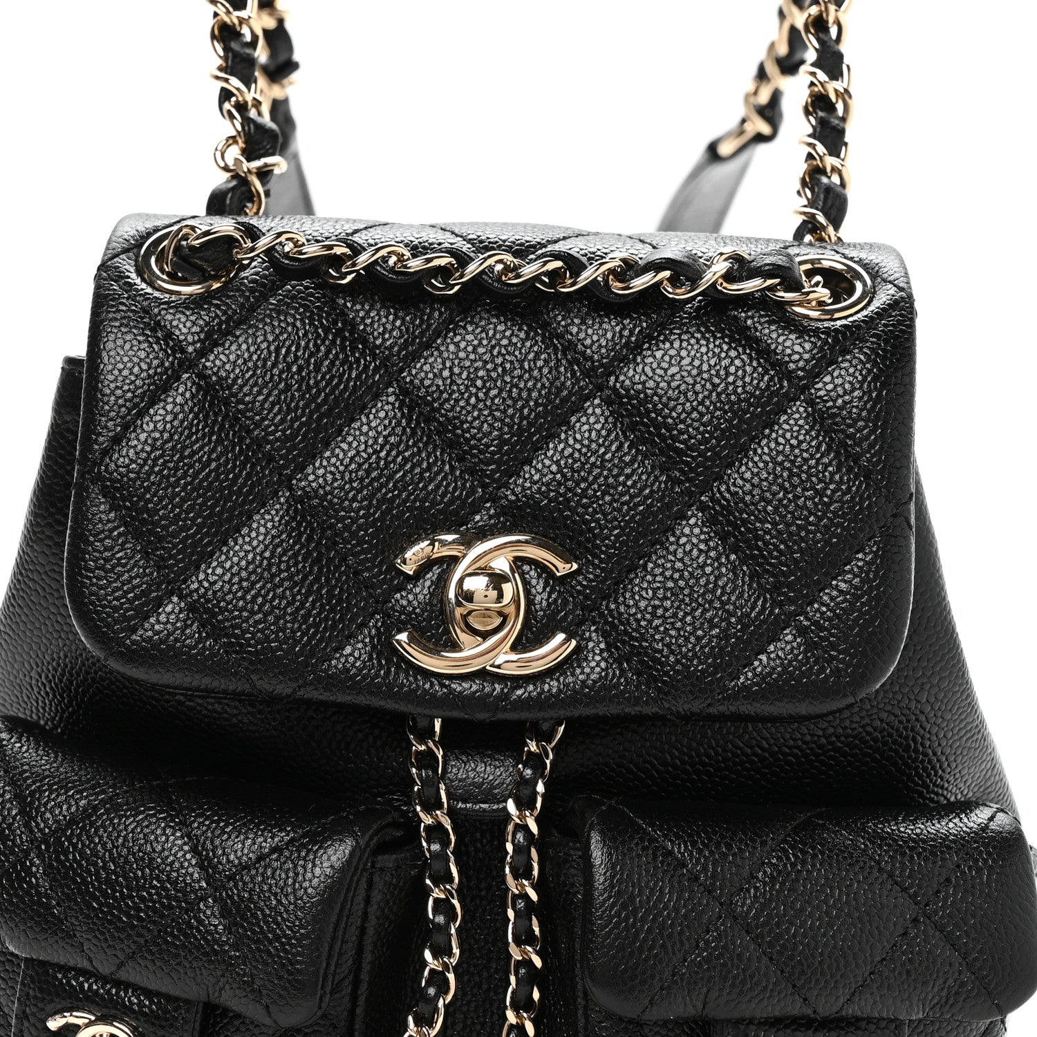Chanel Shiny Caviar Quilted Small Duma Pockets Drawstring Backpack Black 8 of 10